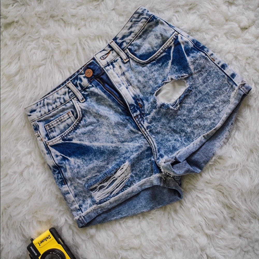 Destroyed denim shorts